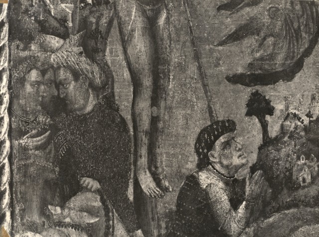 Anonimo — Zanino di Pietro - sec. XV - trittico di Rieti - Crocifissione di Cristo: soldati — particolare